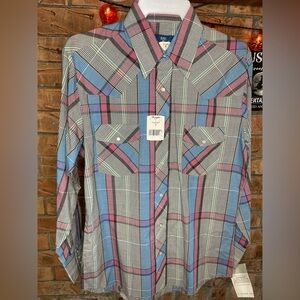 Vintage Wrangler Western Pearl Snap Long Sleeve Shirt Mens Medium NWT